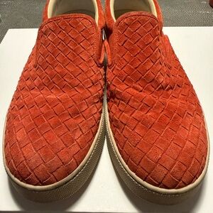 Bottega Veneta Men's Woven Orange Loafers